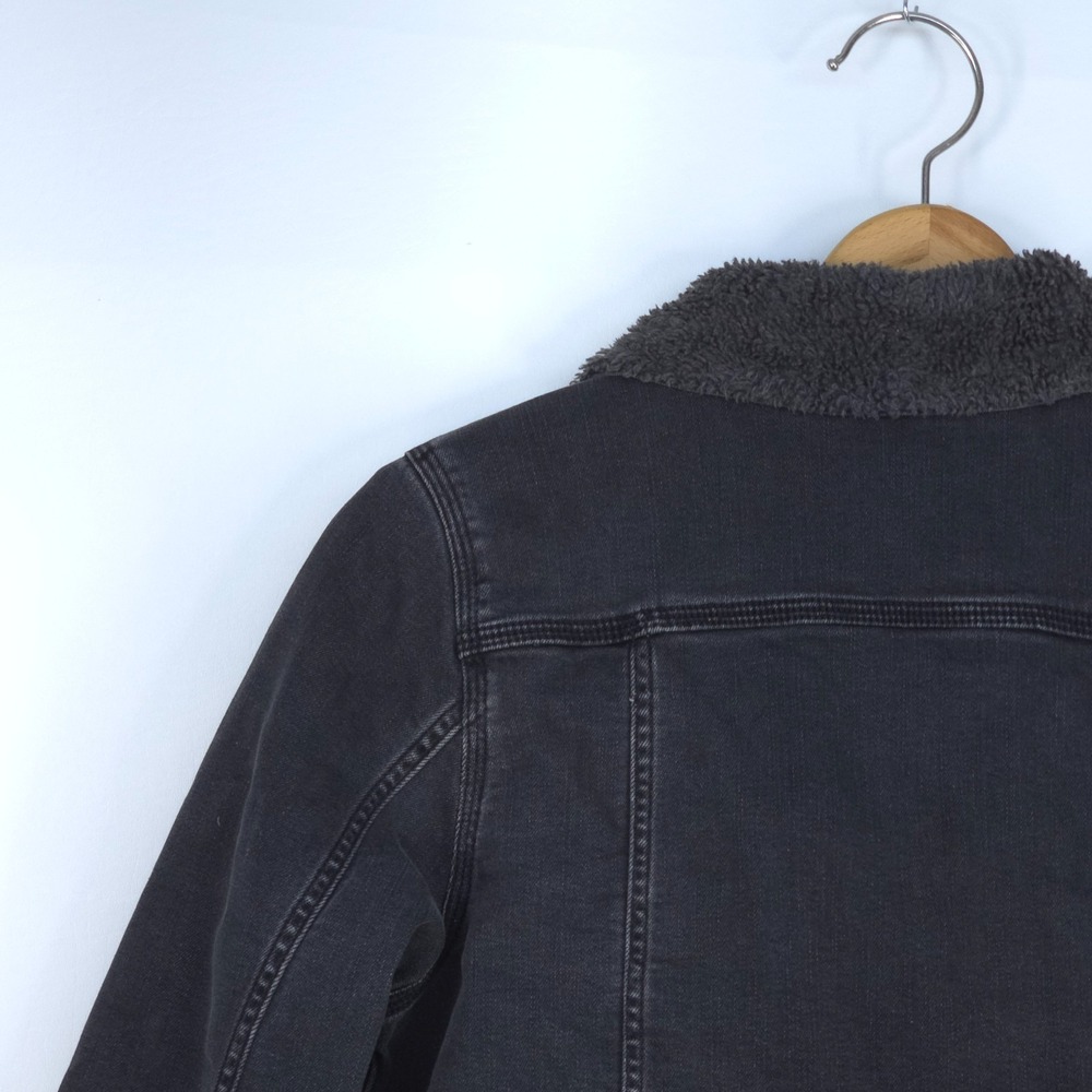 Carhartt Sherpa-Lined Duck Denim Jacket Womens Small 104424/BLK Black Chore Coat - Picture 7 of 16